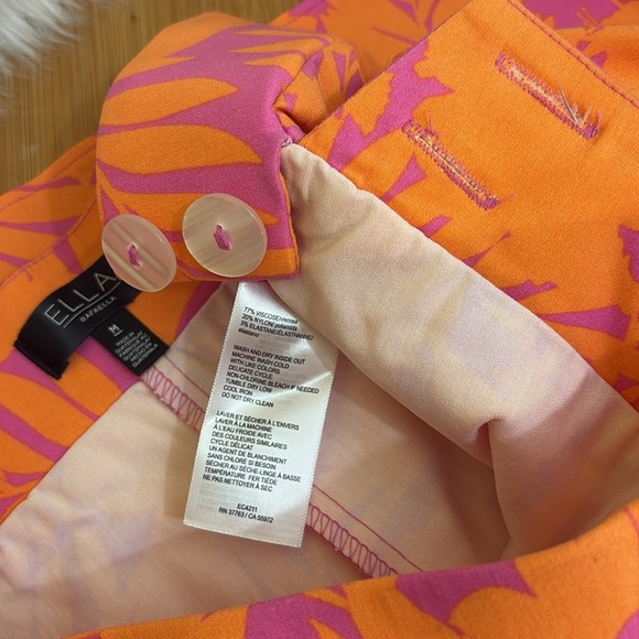 Ella Rafaella | Orange Purple Tropical Tulip Hem Button Pull On Skort Skirt M - Picture 13 of 16